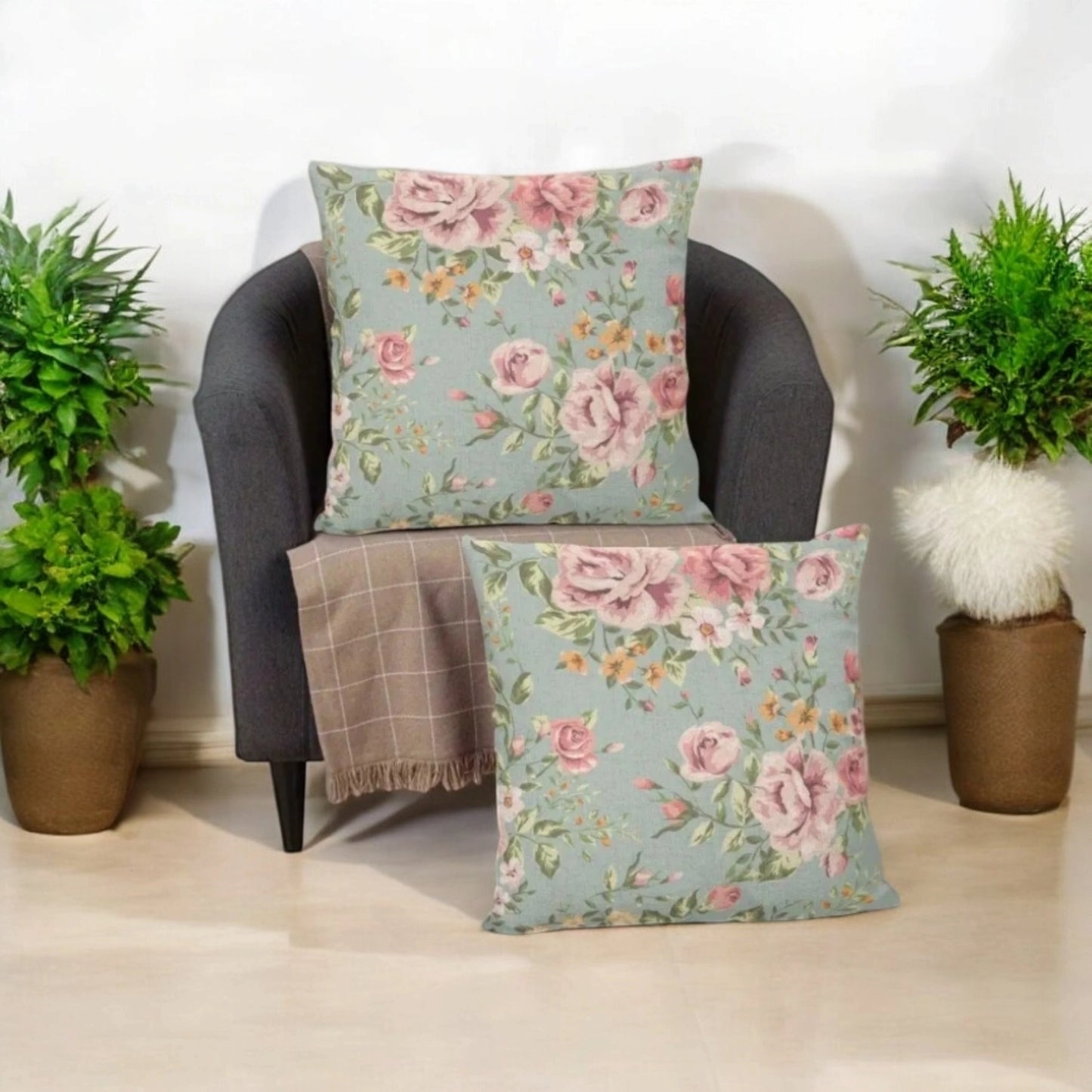 Housses de coussins florales 45x45 cm • 2 pièces