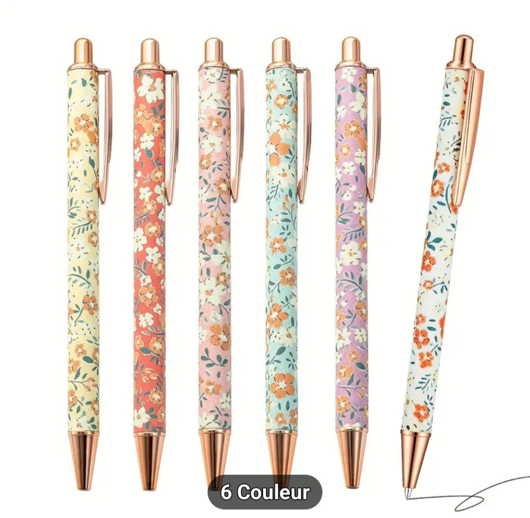 STYLO JAUNE FLEURI
