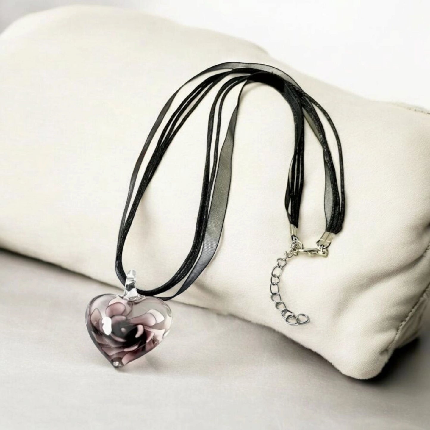 Collier en verre CŒUR et FLEUR