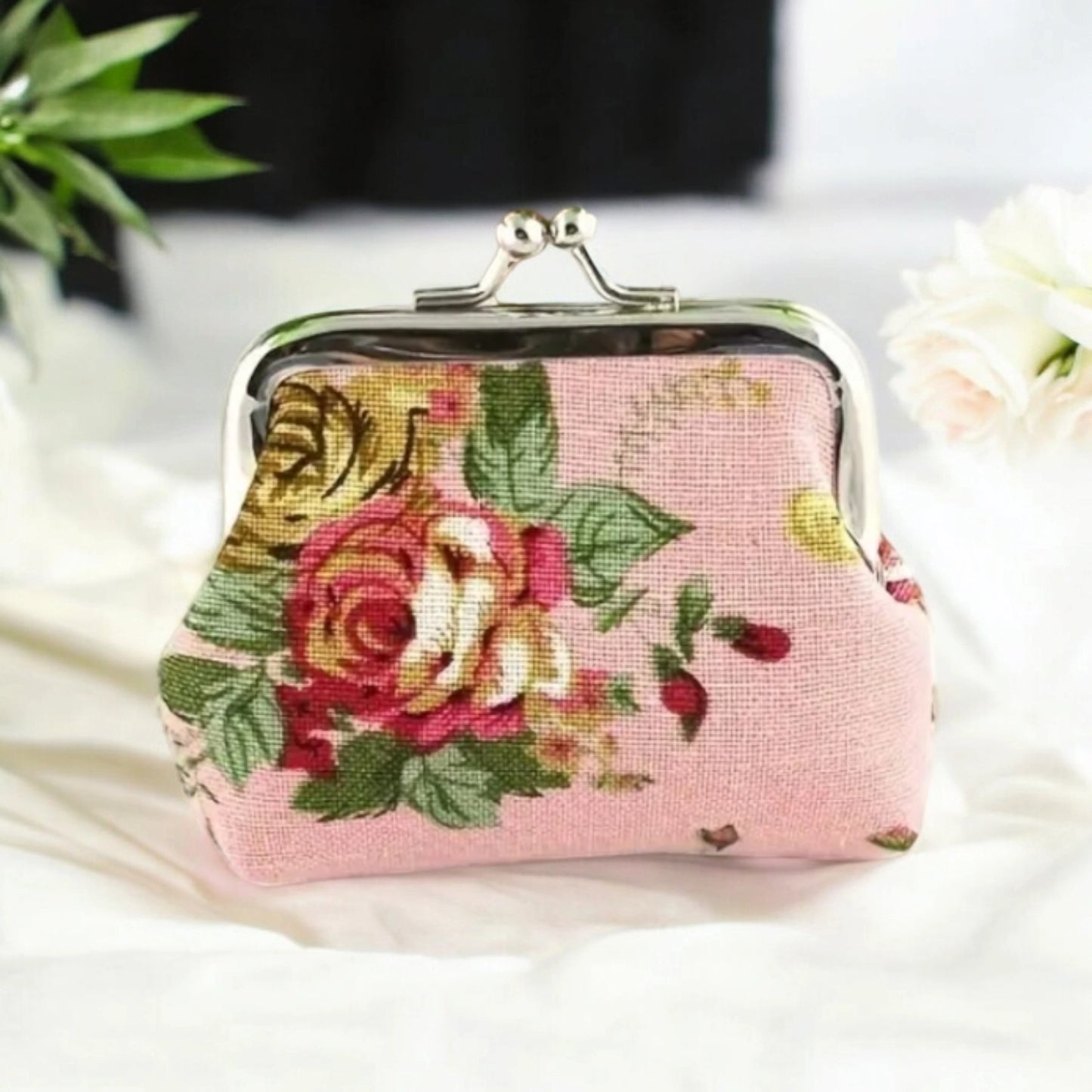 PORTE-MONNAIE VINTAGE ROSE FLEURI