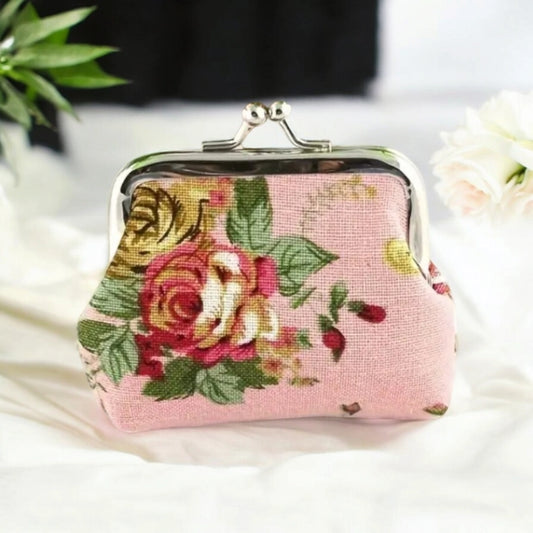 PORTE-MONNAIE VINTAGE ROSE FLEURI