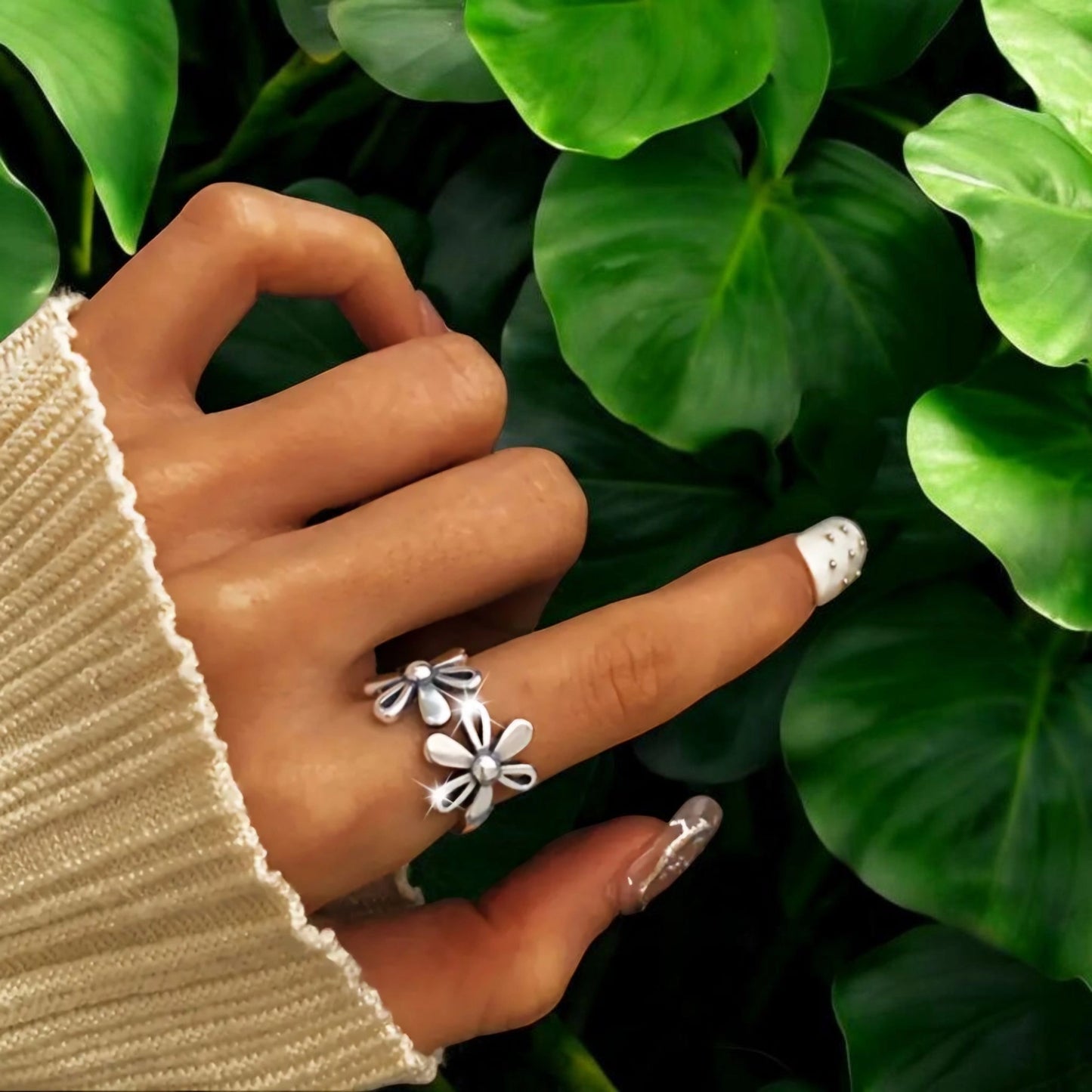 Bague FLEURS en argent MIA