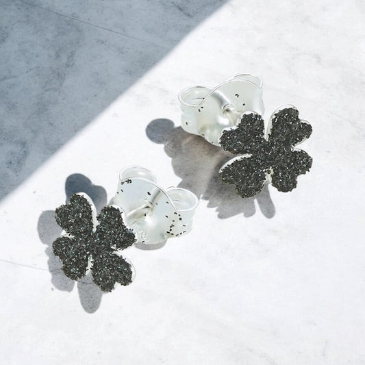 BOUCLES D'OREILLES EN ARGENT LUCKY NOIRES