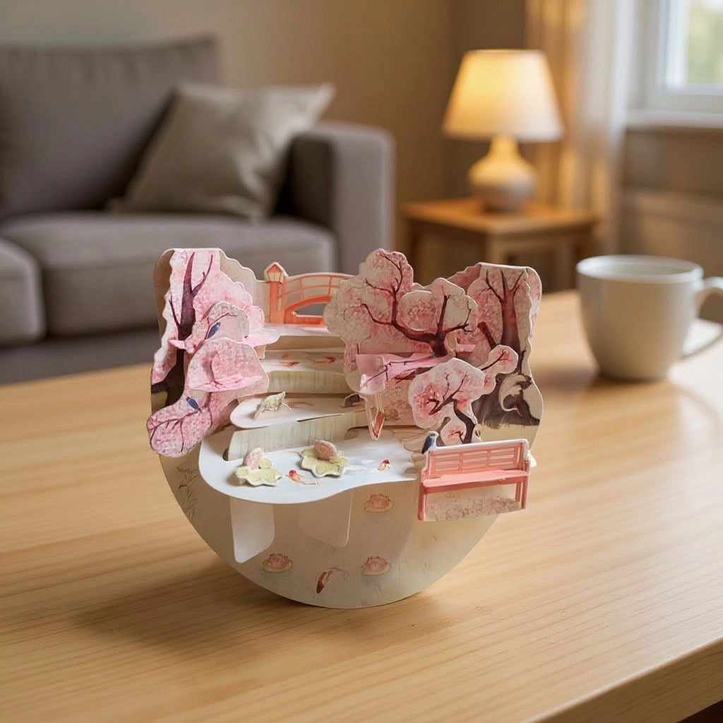 Carte de voeux en 3 dimensions jardin japonais