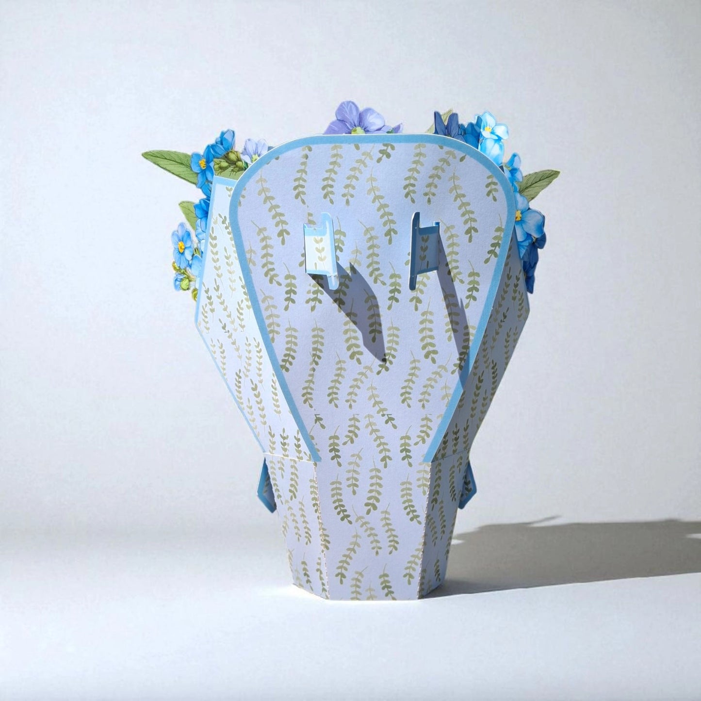 Verso de la carte de voeux bouquet de bleuets en 3D