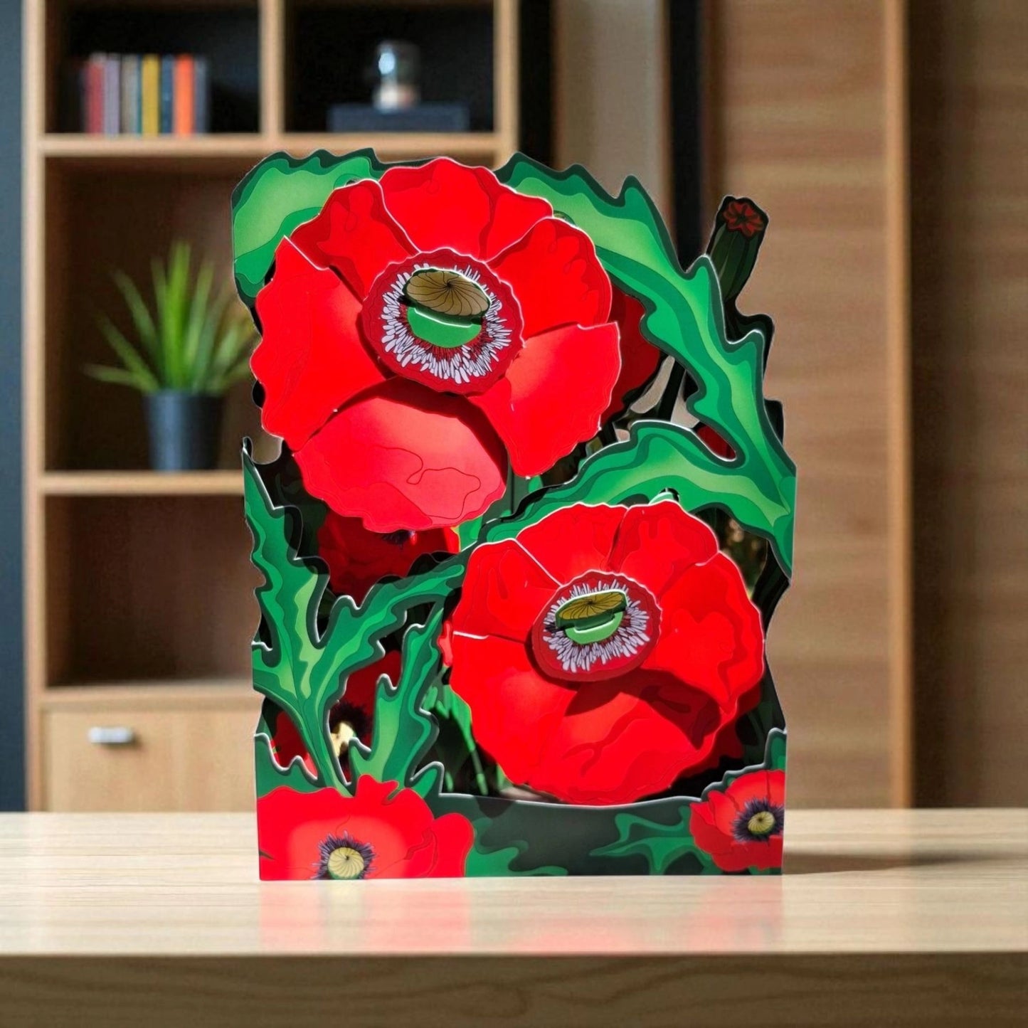 Carte de voeux bouquet de coquelicots en 3D
