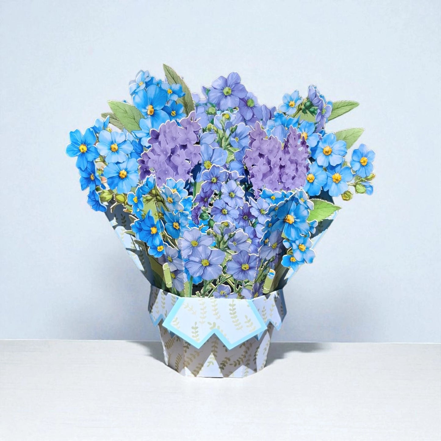 bouquet de bleuets carte de voeux en relief 3D