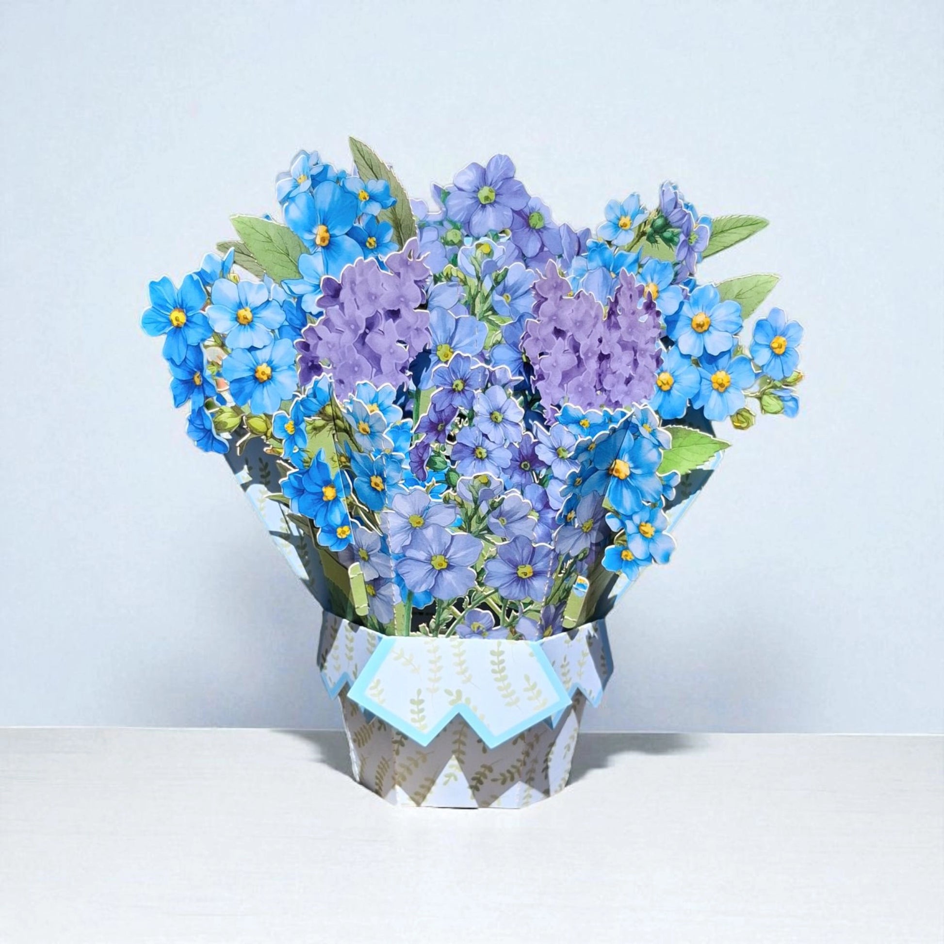bouquet de bleuets carte de voeux en relief 3D