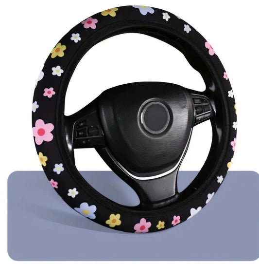 Housse de volant de voiture toute fleurie