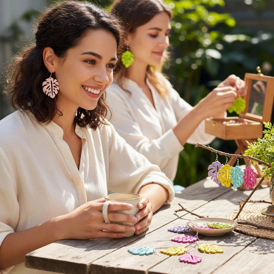 Boucles d'oreilles MONSTERA en bois