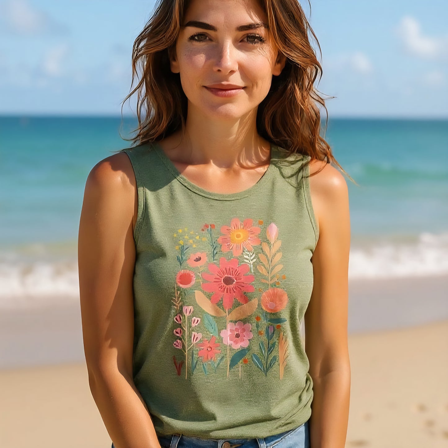 Débardeur floral vert