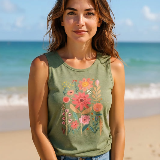 Débardeur floral vert