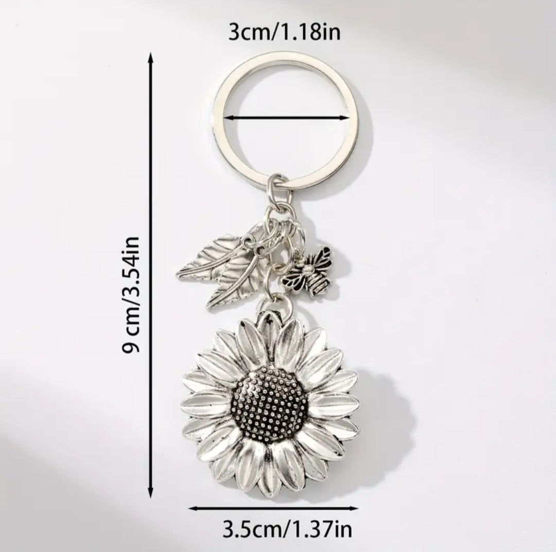 Porte-clés Tournesol argenté