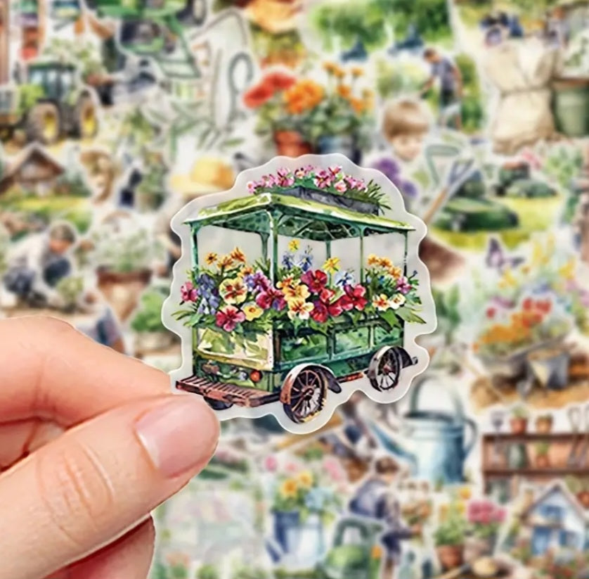 50 stickers FLEURS et JARDIN