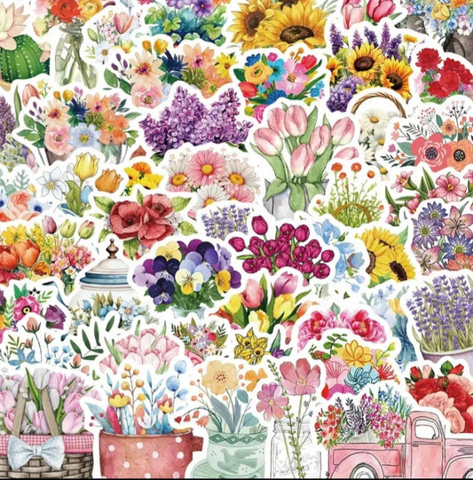 50 autocollants FLEURS et BOUQUETS