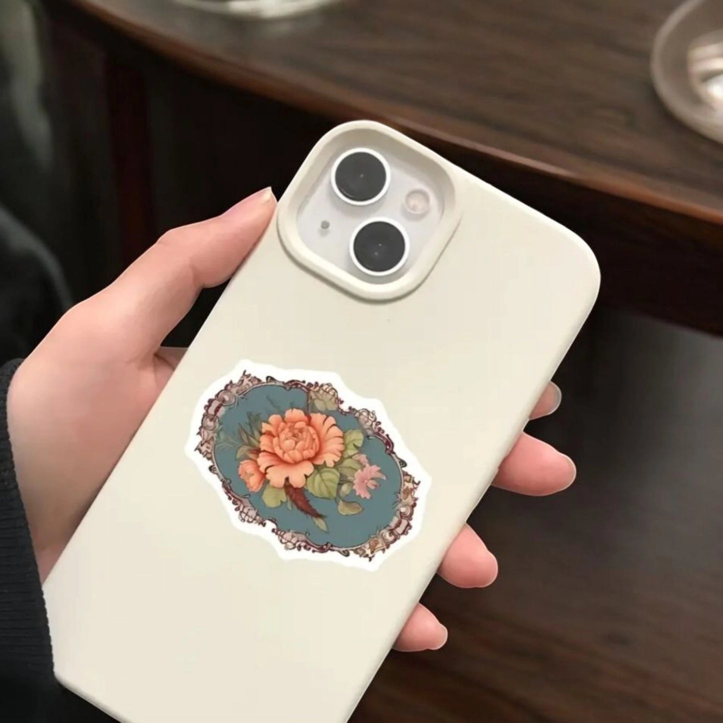 50 autocollants vintage FLEURS