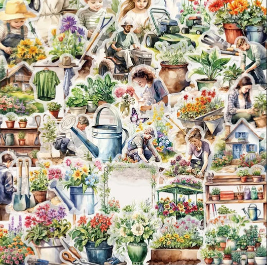 50 autocollants FLEURS et JARDIN