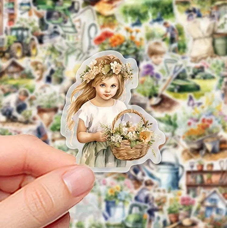 50 stickers FLEURS et JARDIN