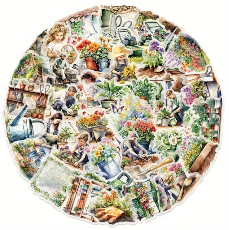 50 stickers FLEURS et JARDIN