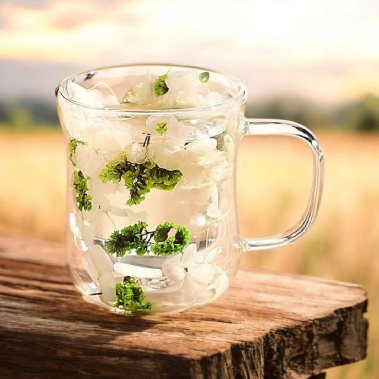 Tasse fleurs séchées incrustées