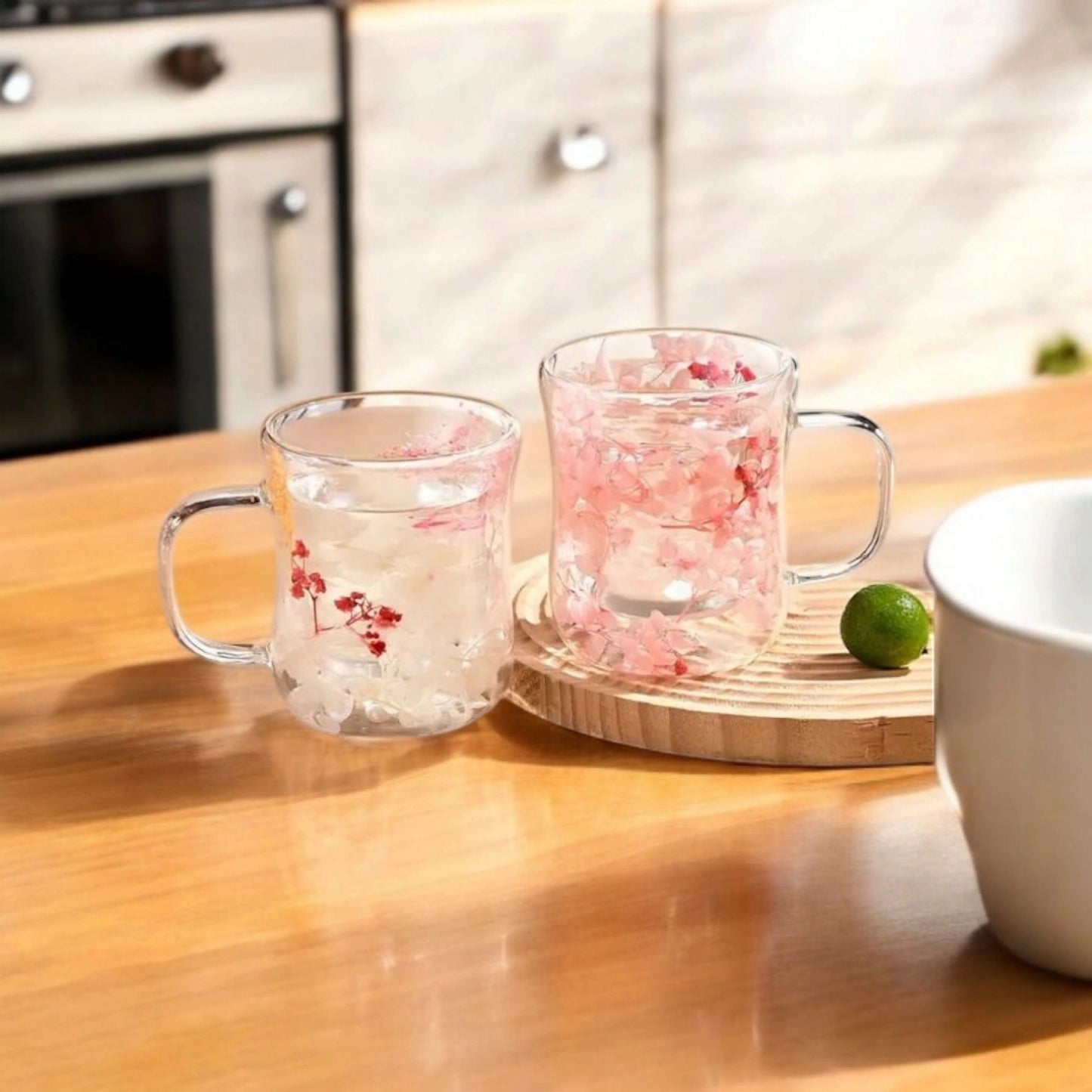 Tasse fleurs séchées incrustées