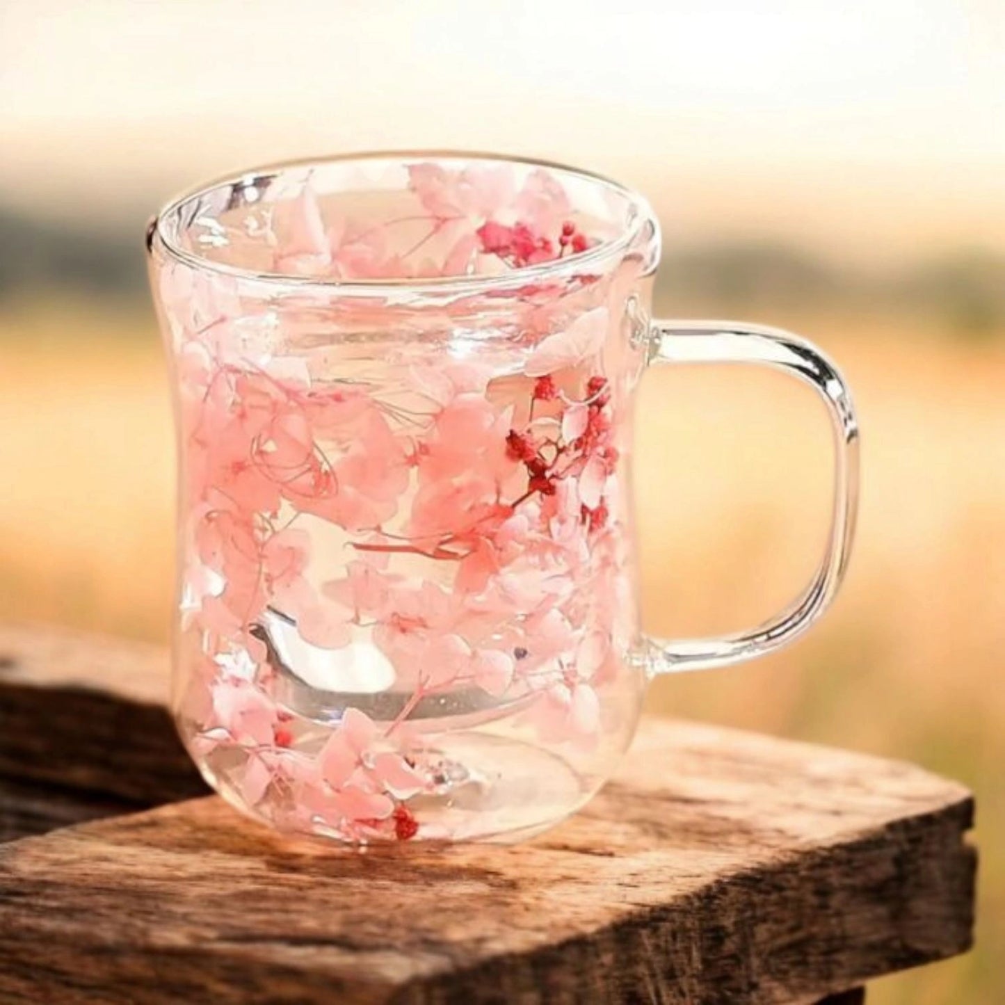 Tasse fleurs séchées incrustées