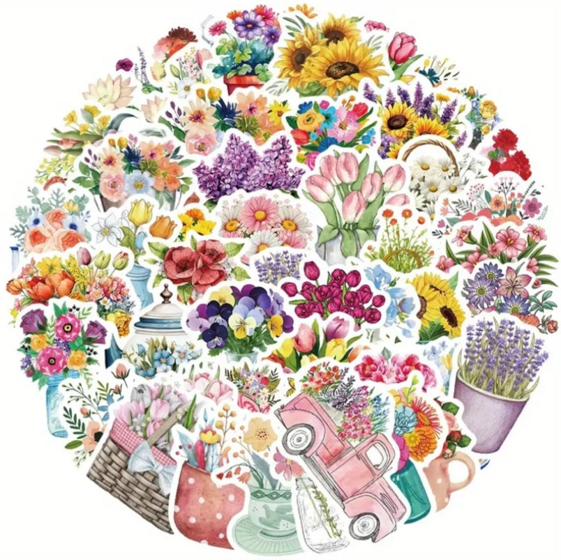 50 stickers FLEURS et BOUQUETS